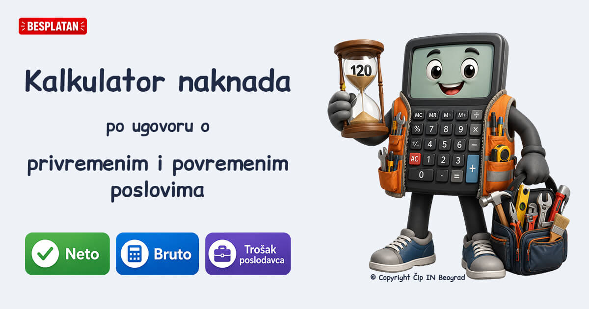 Kalkulator naknada prema ugovoru o privremenim i povremenim poslovima
